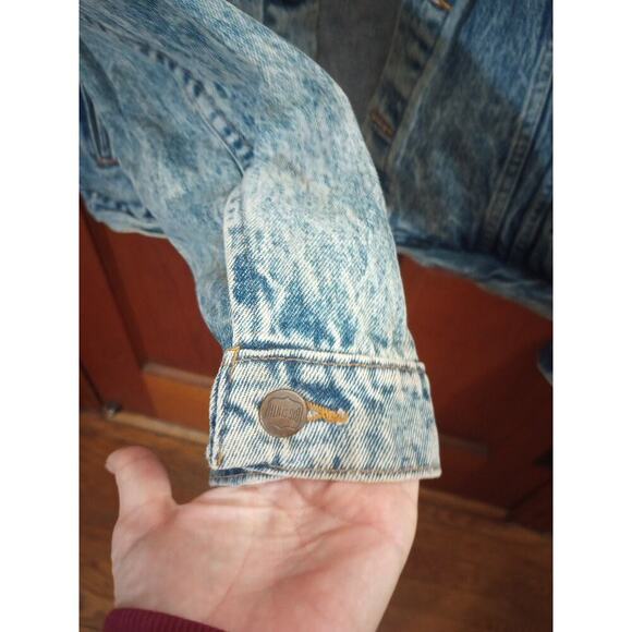 Vtg Big Smith Trucker jean jacket men's Sz LG Mustang World War II USA - Picture 7 of 10